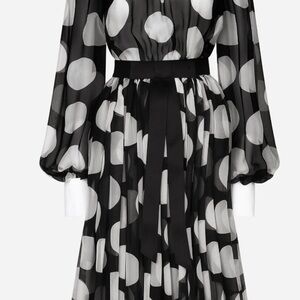 Dolce & Gabbana Black and White Long Sleeve Dress
